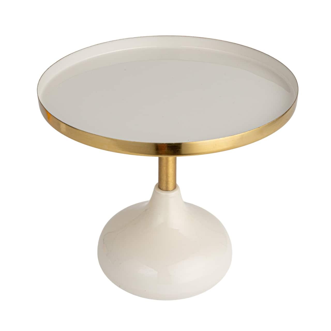 Hello Honey® 9.25" Cream Round Enameled Metal Pedestal